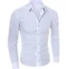 Herrskjorta lyxig avslappnad formell långärmad Slim Fit Business Dress Shirts Tops Pend Office Work Shirt Topps Male Clothing 240109