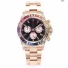 Rolaxs Montre Diamant Hommes Sport Mécanique Main Encart Processus Étanche Lumineux 40mm Diamètre Arc-En-Ciel Mode Étoile Style Choix Jj03