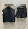 Sporty Letter Two Piece Set Women Tank Tops Loose Casual Bandage Shorts Nylon Matching Female Tracksuit