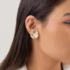 Серьги-подвески IngeSight.Z, винтажные серьги-кольца с геометрическим искусственным жемчугом для женщин, индивидуальные серьги-кольца золотого цвета с металлическим цветком и сердцем