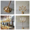 Ljushållare 4st 9heads Metal Candlestick Candelabra Stands Wedding Table Centerpieces Flower Vases Road Party Decor SN Drop DH90J