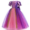 Mädchen Rapunzel Kleid für Kinder Halloween Prinzessin Cosplay Kostüm für Geburtstagsfeier Geschenk Lila Pailletten Mesh Tangled Kleidung 2-10 240109