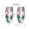 Stud S925 Sterling Silver Hoop Earring Multicolor Zircon Silver Circle örhängen för kvinnor Färg Små öron smycken gåva YQ240110