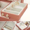 Three-layer Jewelry Organize Box Large Portable Earrings Rings Storage Case PU Necklace Display Gift For Girls Jewelers Joyero 240109