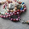 Halsband andliga 108 pärlor malas helande kristallenergi hamsa hängande ångest lång tofs halsband meditation yoga halsband smycken smycken