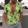 Hawaiian 3d Printed Coconut Tree Shirts For Men Beach Short Sleeve Casual Dress Tops Tees Masculina Manga Curta Clothes 240109