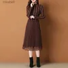 Basic Casual Dresses Knitted Bottoming Dress Autumn And Winter Women Medium Long Over-The-Knee 2024 New Ladies Lace Sweater Temperament YQ240110