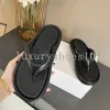 THE ROW Sandales Tongs Designer Diapositives Femmes Pantoufle Talons Plats Plate-Forme Curseur Tissu Sandale Pantoufles En Caoutchouc Mode Été Casual Chaussures Noir Blanc Sandales