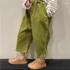 Trousers 2024 Spring Kids Corduroy Casual Ankle-length Pants Korean Style Unisex Children Soft Loose