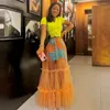 Skirts Orange See Through Fashion Skirt For Lady To Birthday Party Elastic Waistband Floor Length Saias Wedding Guest Tulle