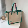 Instagram Trendy Brand Same Color Contrast Women's Handbag Korean Leisure Art Canvas Shopping Single Shoulder Bag