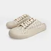 Slippare Zar 2024 Women's Shoes Asian Limited Flat Bottom Nacing Open Heel Sports Canvas Casual Round Toe Half