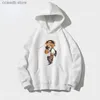 Hoodies للرجال Sweatshirts شحن مجاني حرة 2023 العلامة التجارية الأزياء دب الرسومات طباعة هوديز في الهواء الطلق الرياضة Sweatshirt الأزواج ملابس الرجال للنساء إلى T240110