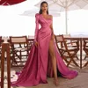 Jurken Voor Bruiloft Dames Gala-avonden Elegant Sexy Eén-schouder Ruglooze Satijn Geplooide Zijsplit Losse Lange Maxi-jurk 2022 Y220222 Y22