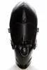 Pu cuir fétiche bouche Gag harnais couvre-chef capuche masque pour les yeux couvre-chef Bondage retenue adulte Costume Sm jeu de sexe jouet pour Couple Y9690488