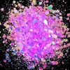 50GBag Holographic Mixed Hexagon Shape Chunky Nail Glitter Sequins Sparkly Flakes Slices Manicure BodyEyeFace Glitter TCF2335 240109