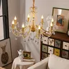 Lâmpadas pendentes American Chandelier Cristal Sala de estar Lâmpada Retro Ferro Forjado Simples Criativo Estilo Country Quarto Jantar