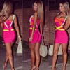 Casual Dresses Spaghetti Strap Bandage Dress Women Sexy Stripe Colorful Hip Summer 2024 Slim Mini Skirt Fashion Party Vestidos Bodycon