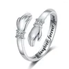 Anéis de cluster abraço ajustável para mulheres zircônia cúbica amor carta anel casais mãe filha amigo presentes jóias por atacado kbr095