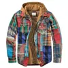 Mode Herbst Winter Herren Jacken Vintage Plaid Print Langarm Hoodie Mäntel Für Männer Casual Lose Drehen-unten Kragen oberbekleidung 240110