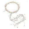 Hair Clips Y4QE Handmade Bride Band Imitation Pearl Long Bridal Wedding Vine Headband