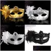 Máscaras de festa Moda Mulheres Y Máscara Hallowmas Venetian Eye Masquerade Máscaras com Pena de Flor Páscoa Dança Festa Feriado Drop Drop Deli Dhiwv