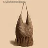 Shoulder Bags 2022 tassel str bag woven rattan shoulder messenger bag new beach handbag womenstylisheendibags