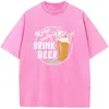 Men's T Shirts Keep Calm Drink Beer Printed T-Shirt Men Women Casual Fashion Oversized 90s Vintage Unisex Washed Old