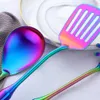 1-10PCS Regenbogen Edelstahl Kochen Küchenutensilien Set Suppe Löffel Turner Spaghetti Server Lebensmittelqualität Kochgeschirr Werkzeuge 240110