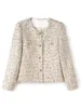 ZJYT Luxury Sequined Tweed Woolen Jacket för kvinnor Fashion Autumn Casual Coats Short Party Outterwear Veste Femme Elegant 240109