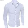 Men's T-Shirts Men's Shirt Luxury Casual Formal Long Sleeve Slim Fit Business Dress Shirts Tops commute office work shirt tops male clothingL240110