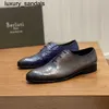 Berluti Business chaussures en cuir Oxford veau fait main haut qualité en relief patchwork couleur Scritto à motifs formalwq