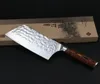 Couteau de cuisine en acier inoxydable de 7 pouces, couteau de Chef, couperet couteaux Santoku, couteau de boucher avec manche en bois de couleur 7983535