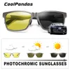 Solglasögon Top Carbon Fiber Square Driving Photochromic Polarised Solglasögon Män Day Night Vision Goggles Sun Glasses Gafas de Sol Hombre