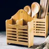 Storage kuchenne Bamboo Cutlery Rack Pafticks Cage Holder Organizer łyżka narzędzia do suszenia sztućców