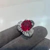 Cluster Rings Wong Rain 925 Sterling Silver Oval Ruby Sapphire High Carbon Diamond Gemstone Engagement Smycken Cocktail Party Ring for Women