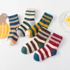 5 paires/lot automne hiver rayé coton bébé chaussettes pour garçons et filles à la mode confortable élastique étudiants 240109