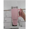 Water Bottles 1Pc Us Stock 40Oz Pink Stainless Steel Tumbles With Colorf Handle And St Reusable Insated Travel Tumbler Big Capacity Bo Otuav