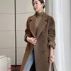 Maxmaras Womens Wrap Coat Camel Hårrockar 23 Autumnwinter Velvet Mid Längd Dubbel Breasted 101801 Sheep Albaka Tjock Woolen Coa RJCB JPQH