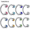 TIANCIFBYJS Silver Septum Gem Eyebrow Piercing 100pcslot with 10 color Body 16G Nose Hoop Tragus Ear Jewelry Men 240109