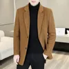 Trench da uomo Casual Autunno Inverno Solido di media lunghezza in lana Business Calda giacca a vento in lana Capispalla in cotone addensato Soprabito