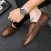 386 Loafers Men Comfortable High Leather Quality Boat with Soft Bottom Lace Up Driving Elegant Man Dress Shoes 240109 385