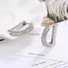 Stud NEW 925 Sterling Silver Real Moissanite Letter D Hoop Earring For Women Sparkling Lab Diamond Ear Buckle Fine Jewelry Gift YQ240110