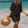 Set New Beach Deckung für Frauen gestrickt Suower Beach Tragen Sie Massive Randtunika Damen weiße Badeanzug Bikini Ups Bikini Ups
