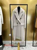 Maxmaras Womens Cashmere Coat Ethel Solid Autumnwinter Polo yaka manşet fermuar orta uzunluk RJ2T