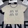 여자 O- 넥 짧은 슬리브 테리 천 로고 편지 자수 모조 다이아몬드 Shinny Knitted Tees SML