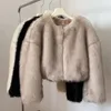 Chic Street Blogger Fashion Girls Winter Trendy Faux Raccoon Fox Fur Coat Jacket Women Thick Warm Cropped Fluffy Overcoats 240110
