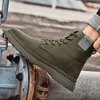 Bottes 2024 Style Chaussures d'hiver pour hommes à lacets pour hommes cheville plate avec décontracté chaud homme Zapatos De Hombre