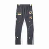 Heren Jeans Broeken Galleries Sweat Depts Broek Gespikkeld Letter Print Heren Dames Paar Losse Veelzijdige Casual Broek Rechte Graffiti Broek Oranje Grijs Blauw a12