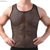 Homens camisetas Homens Vest Undershirt Roupas Nylon Malha Camisa Ver através de Sheer Mangas Compridas Camisetas Sexy Camisa Transparente Underwear L240110